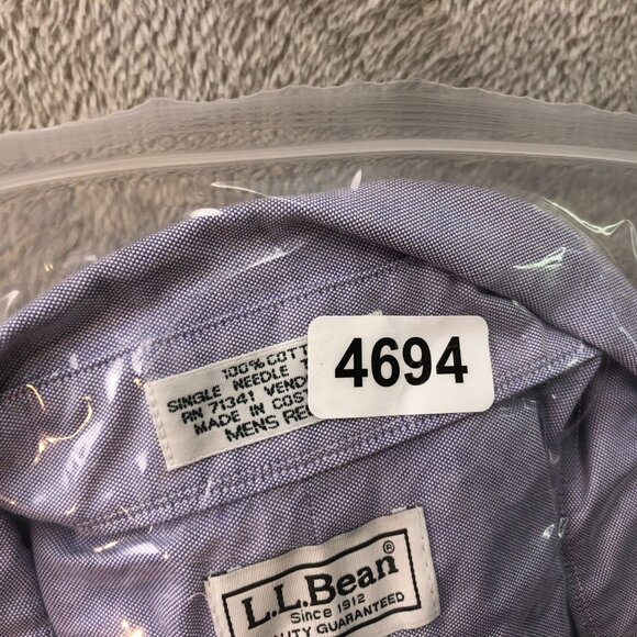L.L.Bean Mens Dress Shirt Large 16 Neck Cotton Short Sleeve Classic Purple - Picture 11 of 12